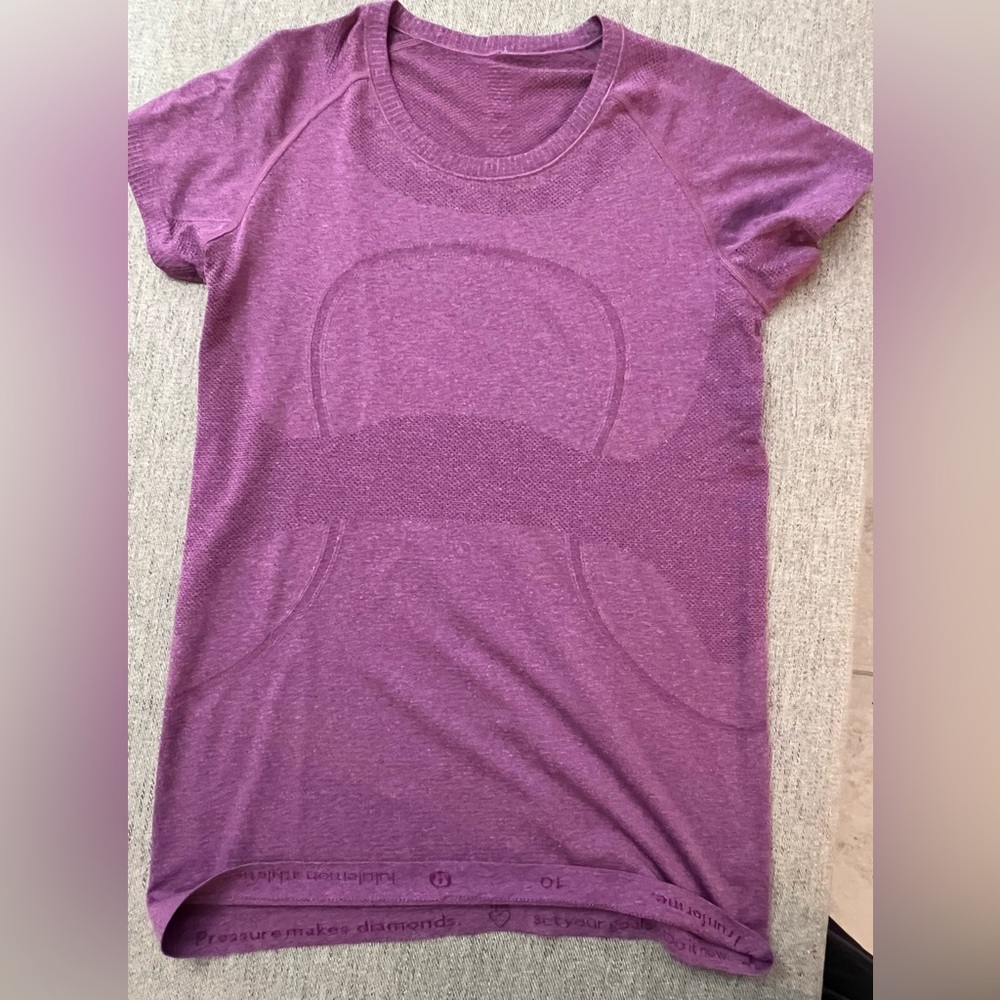Lululemon Swiftly Tech Short Sleeve Top Heathered Purple — Size 10 - Picture 7 of 12